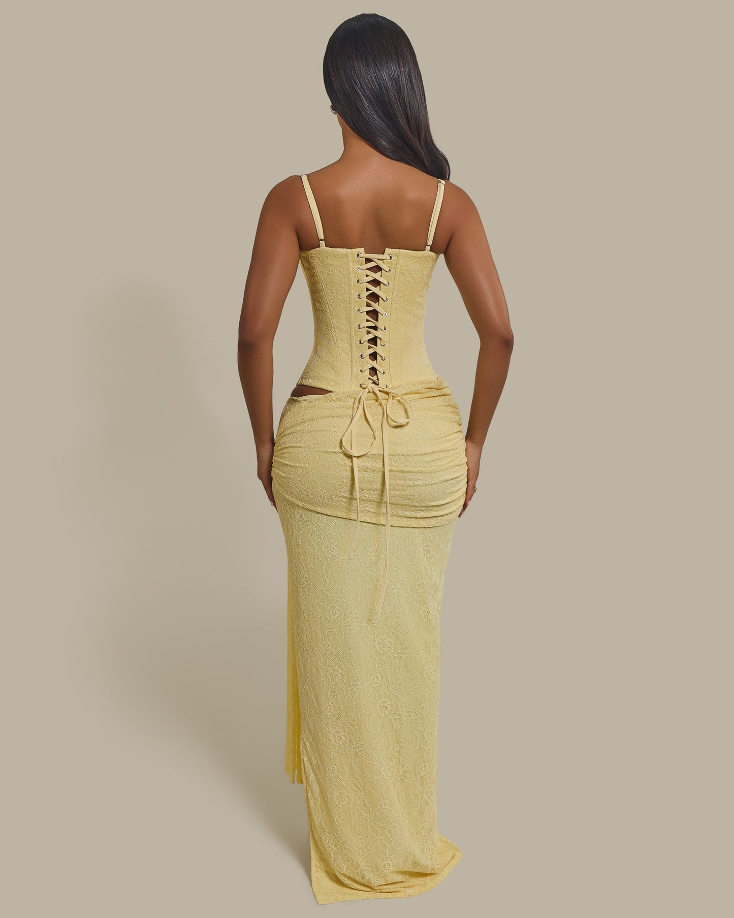 The Lexi Lace Maxi Skirt in Butter Yellow